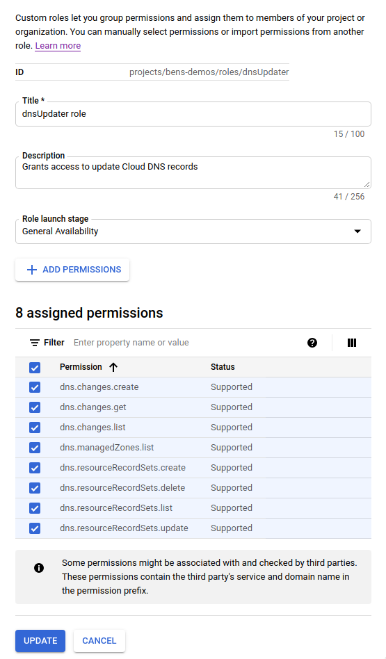 Add DNS permissions