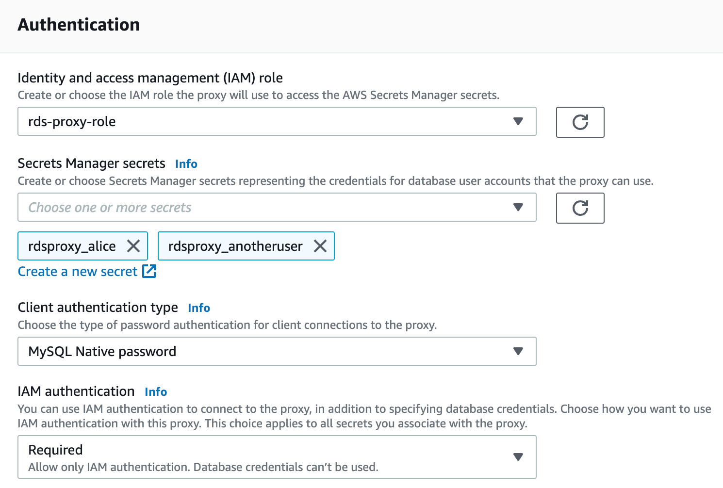 RDS Proxy Authentication